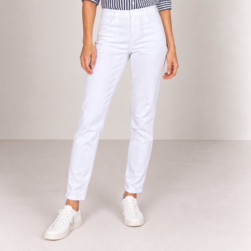 Eileen Fisher White Organic Cotton Stretch Skinny Jeans XS Pull On Ankle
